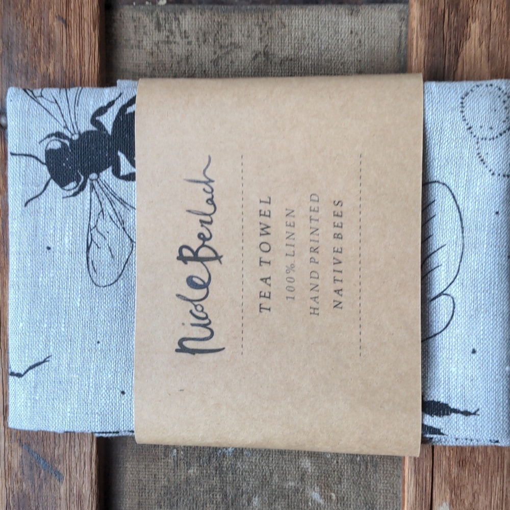 Tea towel by Nicole Berlach. Linen, Hand Printed
